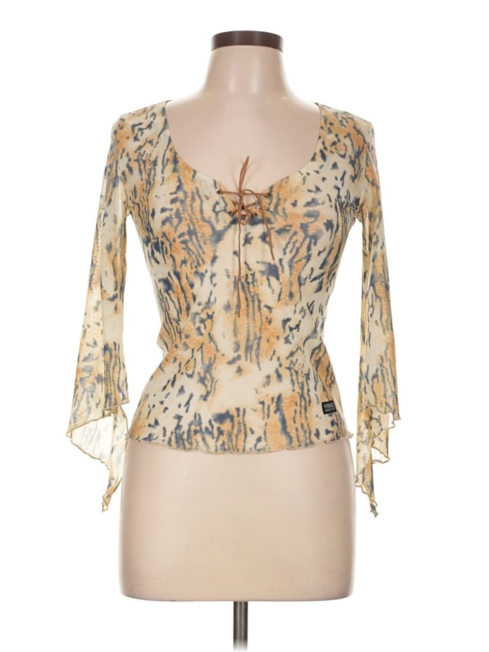 Versace Jeans Couture 00s Animal Print Tie Neck Top